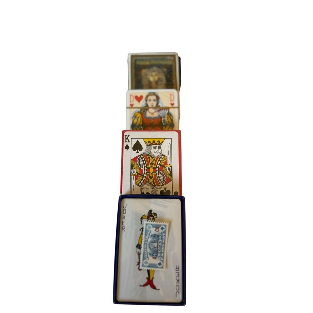 A Pack of Four Vintage Playing Card Design Trinket Boxes